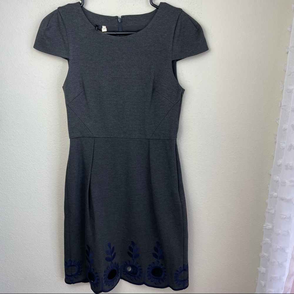 Anthropologie 4.collective 4.C Grey Cap Sleeve Career Dress
